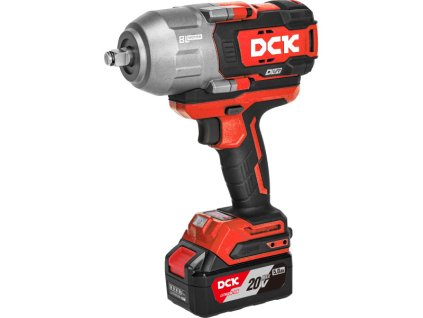 DCK Akumulátorový bezuhlíkový razový uťahovák 1/2" 1218 Nm 20 V (2 x 5,0 Ah akumulátor + nabíjačka)