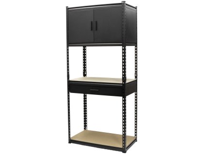 Policový regál MASTER + 1 zásuvka + skříňka, 815 x 465 x 1825 mm