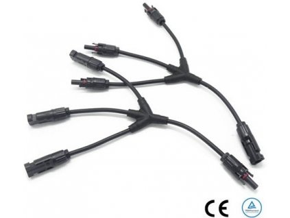 Slučovací konektory 1x3 MC4 s kabelem – pár