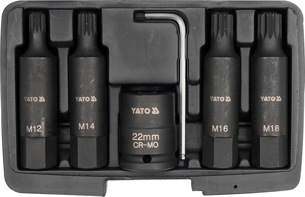 Yato Sada nástavců 3/4" rázové 6 ks M12-M18 vícezubé CrMo