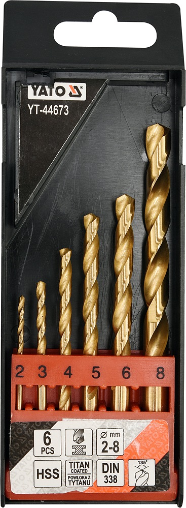 Yato Sada vrtáků do železa HSS-TiN 6ks 2-8mm