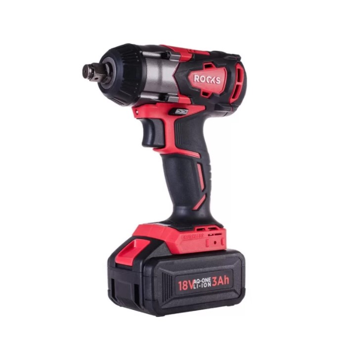 ROOKS Aku klíč rázový 1/2, 350nm, bezkartáčový motor, aku 18v 3ah, nabíječka, system all in one , 3 rychlosti na utahování,