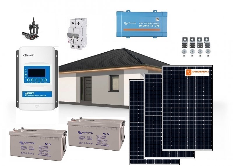Solární systém 1155Wp s baterií a měničem