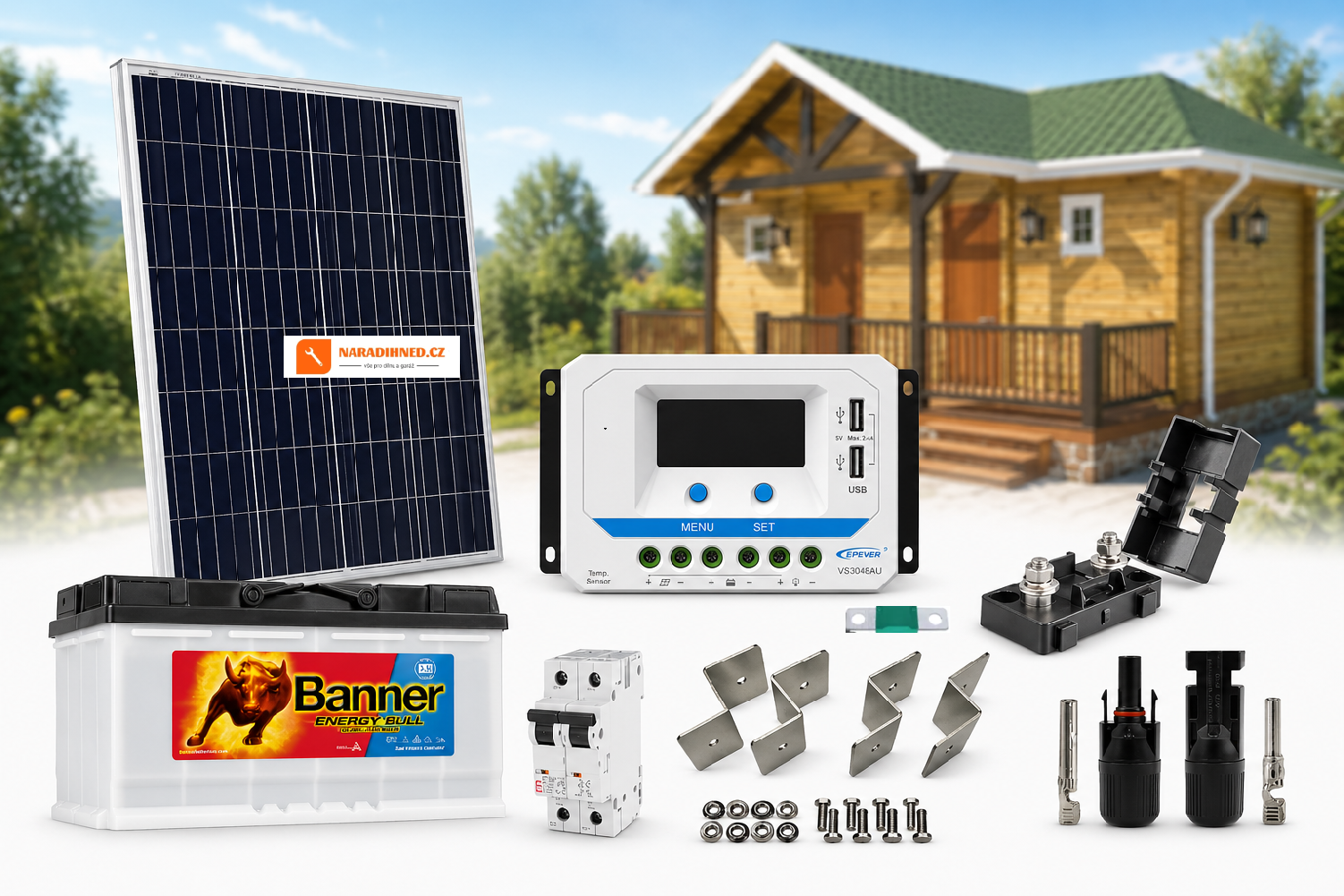 Ostrovní solární systém 130Wp / 12V baterie