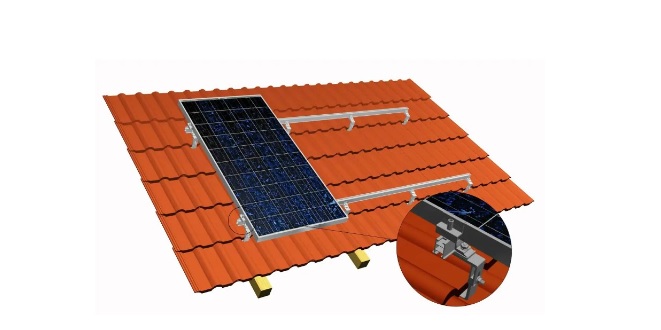 Držáky konstrukce na šikmou taškovou střechu - pro 4 solární panely