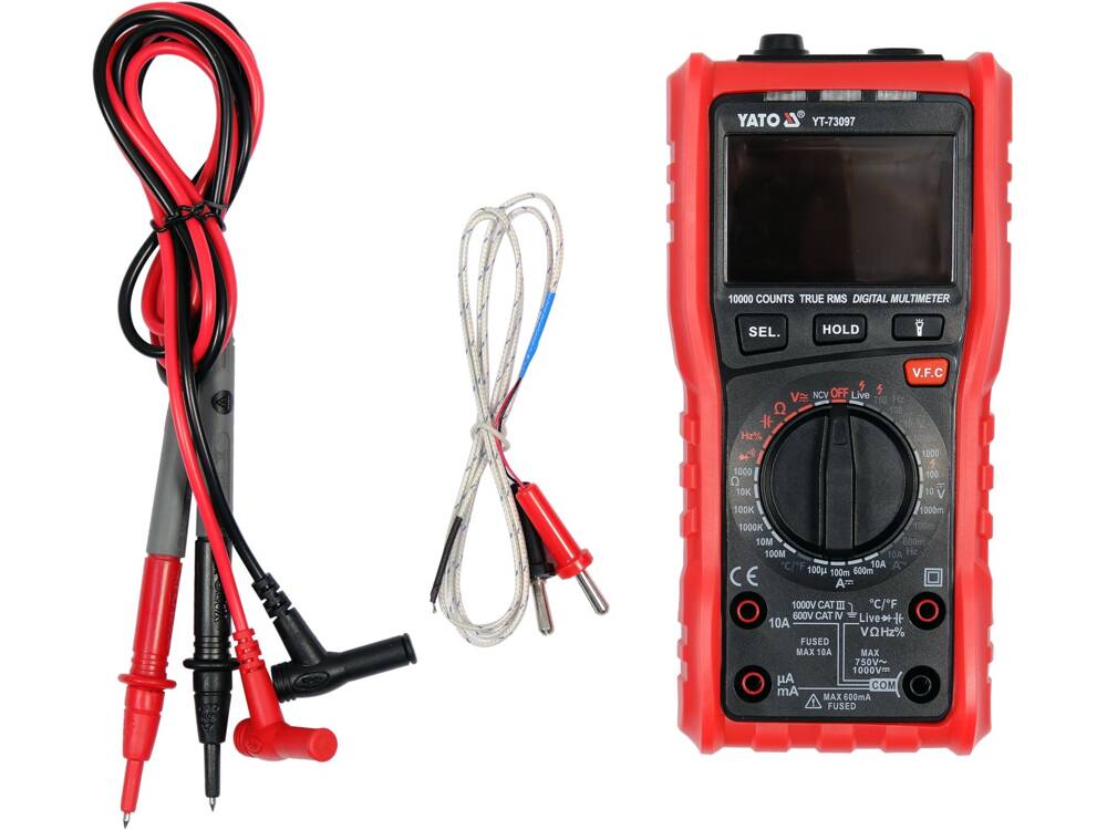 TRUE RMS Digitální měřič s automatickým a ručním rozsahem, LCD YATO