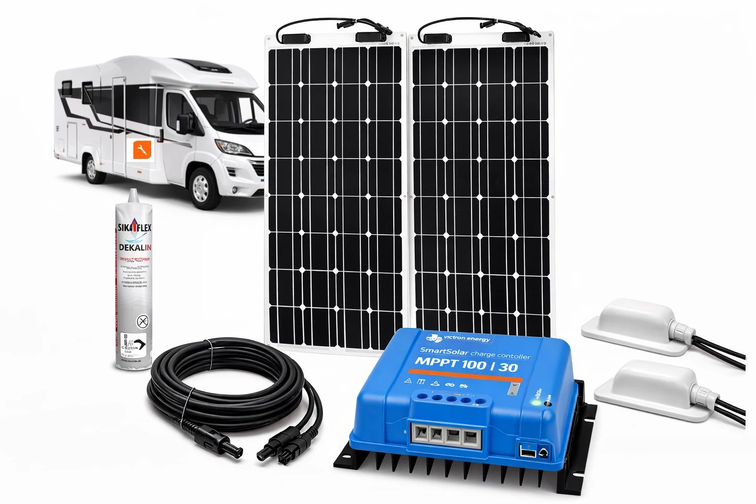 Sestava do karavanu nebo lodě 350Wp flexibilní panel (MPPT)