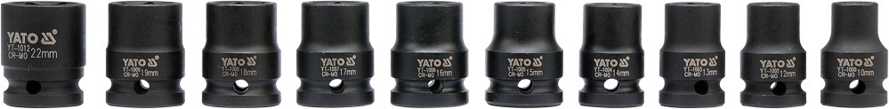 Yato Sada nástavců 1/2" rázové šestihranné 10 ks 10-22 mm CrMo