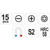 Sada šroubováků 15 ks magnetické S2