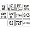 Gola sada 1/2', 1/4'' + příslušenství 79 ks