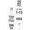 Sada vrtáků do železa HSS-TiN 25ks 1-13mm