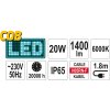 Reflektor přenosný s vysoce svítivou COB LED, 20W, 1400lm