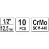 Sada nástavců 1/2" rázové šestihranné 10 ks 10-22 mm CrMo