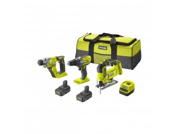 Ryobi R18DDJSSDS-220S - 18V sada RCD1802 + R18JS + R18SDS + 2x baterie 2 Ah + taška