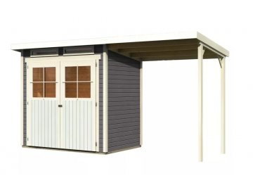 dřevěný domek KARIBU GLUCKSBURG 2 + přístavek 190 cm (83230) terragrau LG3490