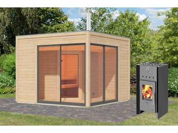 finská sauna KARIBU TERNING 3A (92705) s předsíní natur SET LG3781