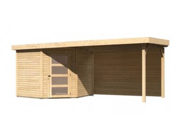 dřevěný domek KARIBU SCHWANDORF 5 + přístavek 280 cm včetně zadní stěny (9218) natur LG3916