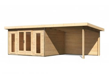 dřevěný domek KARIBU RADEBURG 2 + přístavek 330 cm včetně zadní stěny (31482) natur LG3932