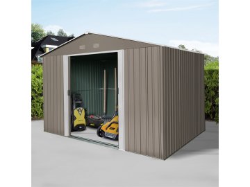 Riwall PRO RMSA 8x10 Brown - zahradní domek kovový 3 x 2,4 m se sedlovou střechou hnědý
