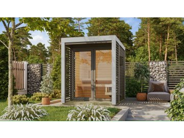 finská sauna KARIBU ARES 1 (215) terragrau / bílá LG4517