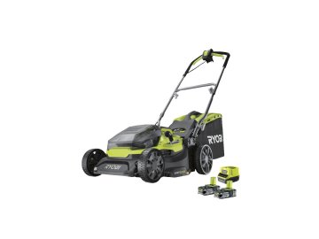 Ryobi RY18LMH37A-225 - 18V One+ sekačka na trávu, záběr 37 cm, koš 45 l, mulčování, 2x 2,5 Ah akumulátor, nabíječka