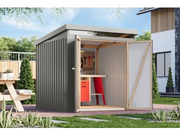 plechový domek KARIBU IRIDIUM 2 (48398) šedý LG4804