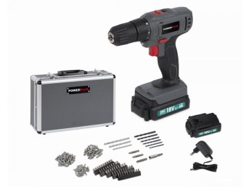 POWESET1 - Aku šroubovák / vrtačka 18V LI-ION plus 153ks příslušenství