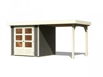 dřevěný domek KARIBU ASKOLA 2 + přístavek 240 cm (82904) tm. šedý LG1763