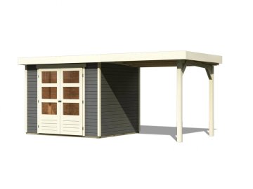 dřevěný domek KARIBU ASKOLA 3 + přístavek 240 cm (82905) tm. šedý LG1765