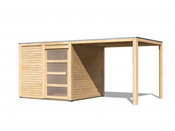 dřevěný domek KARIBU QUBIC 1 + přístavek 226 cm (79847) natur LG2479