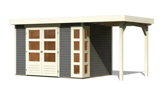 dřevěný domek KARIBU KERKO 4 + přístavek 150 cm (23517) terragrau LG2967