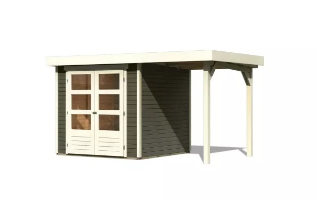 dřevěný domek KARIBU ASKOLA 2 + přístavek 150 cm (23490) terragrau LG3206