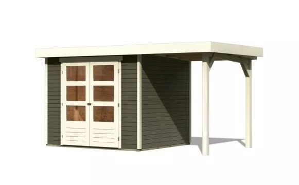 dřevěný domek KARIBU ASKOLA 3 + přístavek 150 cm (23497) terragrau LG3228