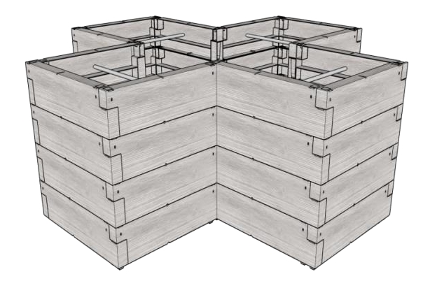 Lanitplast vyvýšený záhon JUWEL TIMBER ERGOLINE CROSS LG3249