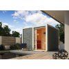 finská sauna KARIBU CUBEN (81132) tm. šedá s předsíní