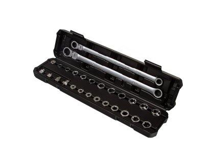 klucze oczkowe z grzechotka dlugie lamane 27 ele