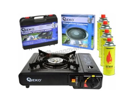 GEKO G80521 Turistický varič s grilom + 4 kartuše
