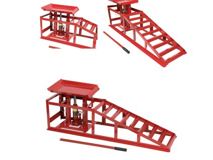 Nájazdová rampa s hydraulickým zdvihákom 2T set 2ks - červené