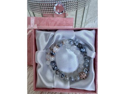 Sada minerálních náramků Grey & white