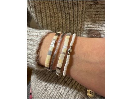 Set Miyuki naramku Cream silver white