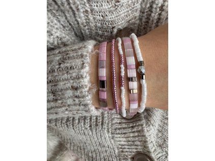 Set Miyuki náramků Pink silver2