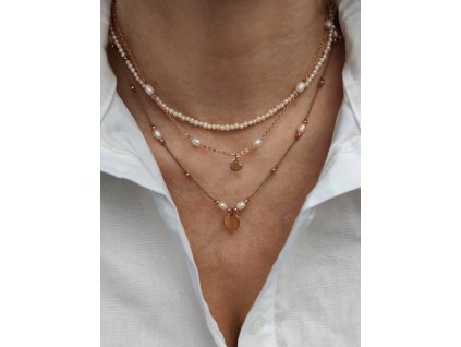 Řetízek s říčními perličkami s příveškem srdce