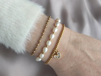 Ocelový náramek se srdíčkem s kubickými zirkony