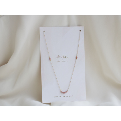 nahrdelnik choker rodonit stribro zlacene 24kt