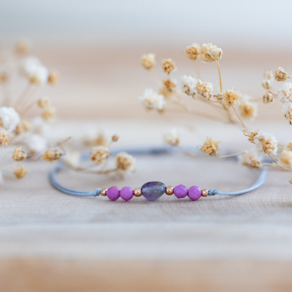 naramek z prirodnich mineralu ametyst fosfosiderit rosegold