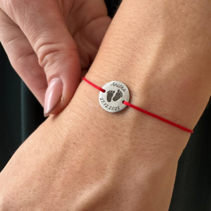gravirovany naramek s medailonkem 12 mm k narozeni ditete