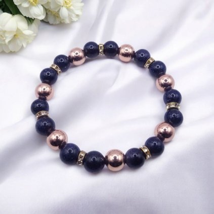 avanturín modrý + hematit