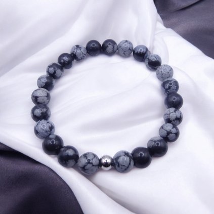 náramek obsidián vločkový