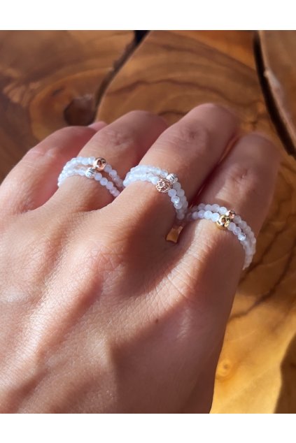 Dámský prstýnek z minerálů - Měsíční kámen 2 mm