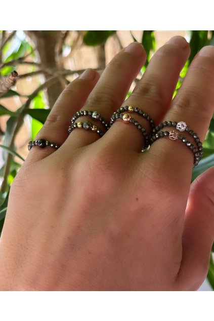 Dámský prstýnek z minerálů - Pyrit 2 mm